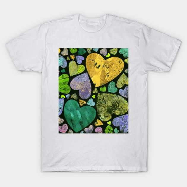 Hearty heart (golden yellow on black) T-Shirt by Once in a Kiwi Blue Moon